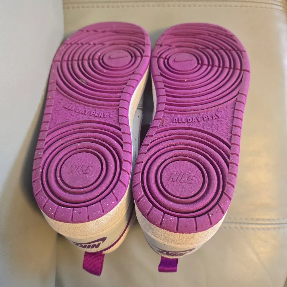 Nike‎ Court Borough Mid 2 White Grey Purple GS Sneakers CD7782-009 Size 5Y